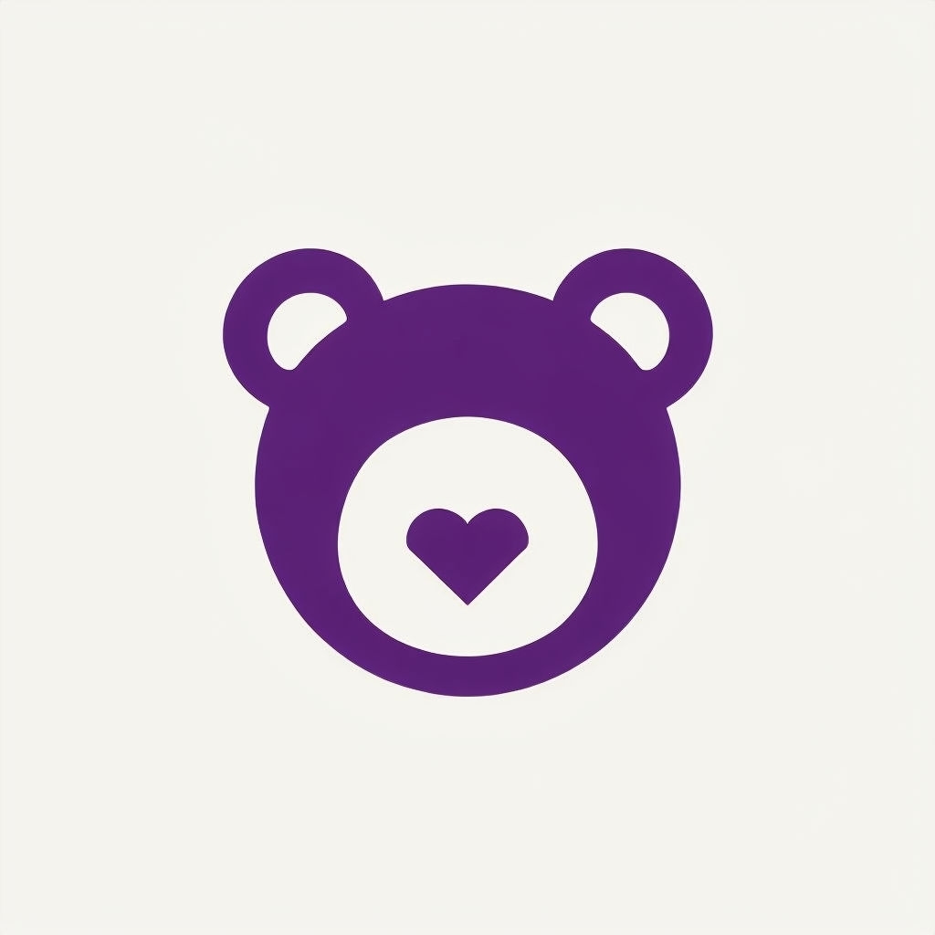 Minimalist Deep Purple Bear Face Logo Design