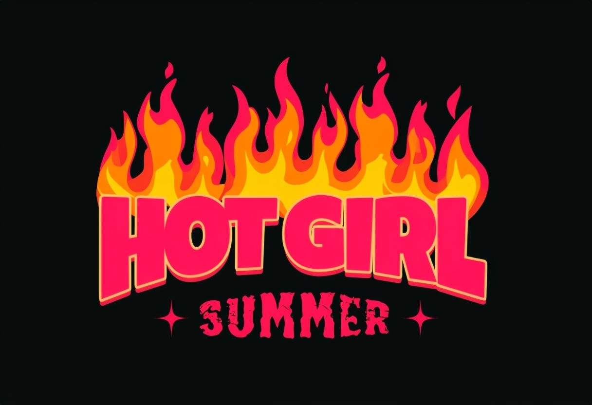 Bold Cartoon Hot Girl Summer Flame Design T-Shirt