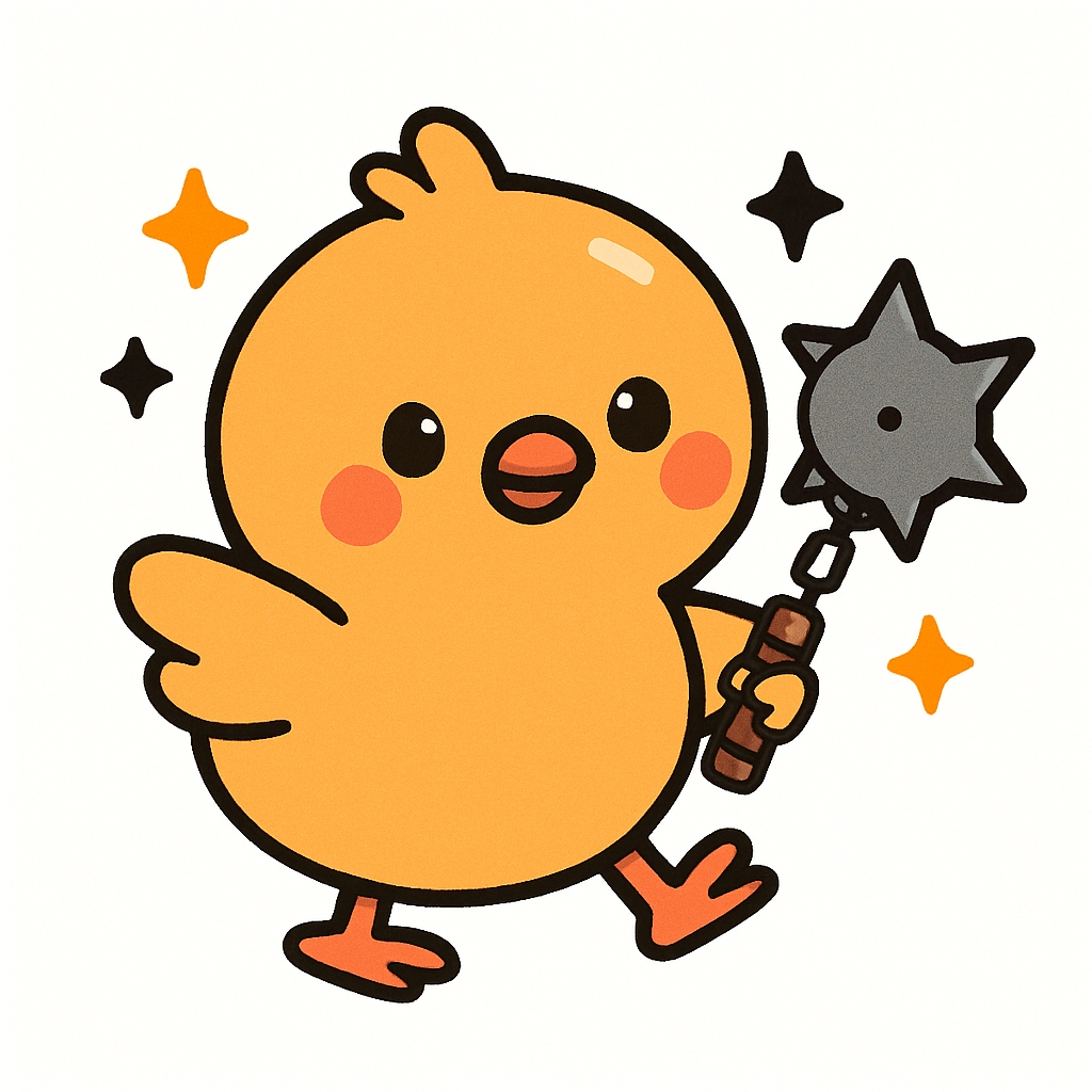 Adorable Cartoon Yellow Chick with Star Weapon Sticker