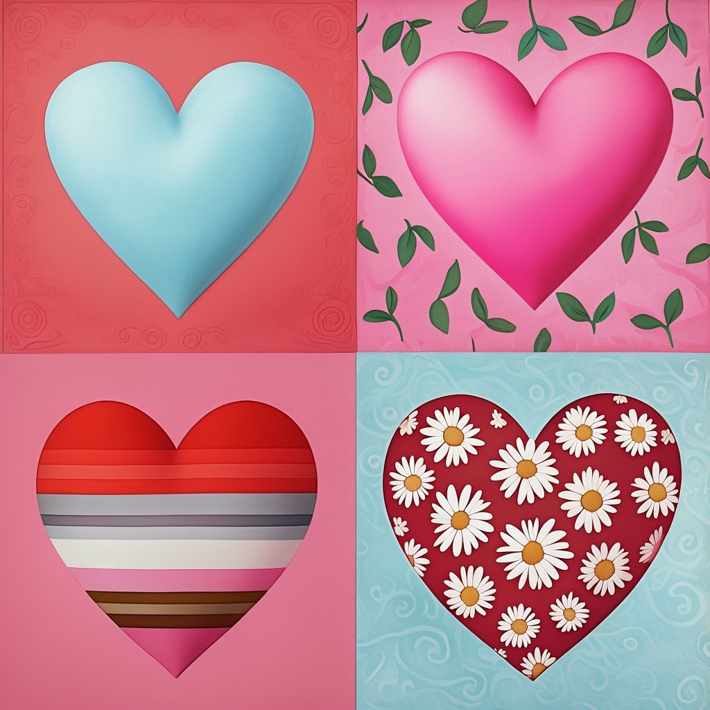 Whimsical Colorful Heart Pattern Illustration Seamless Pattern