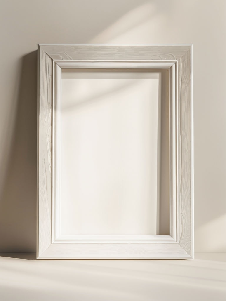 Elegant Minimalist White Wooden Picture Frame Mockup