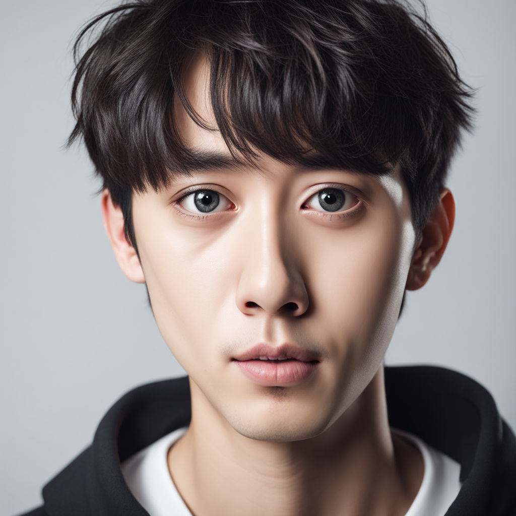 a young korean male real person big eyes face by Tammy Yu - Playground