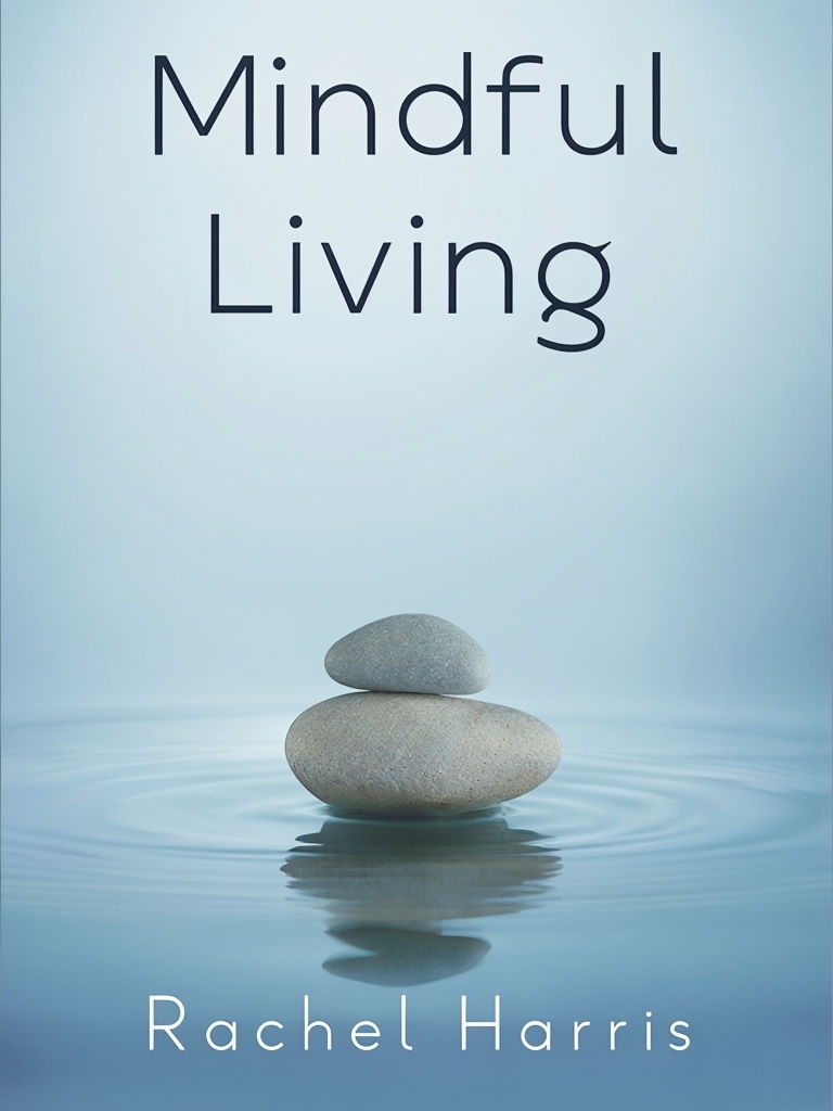 Serene Mindful Living eBook Cover with Tranquil Stone and Water