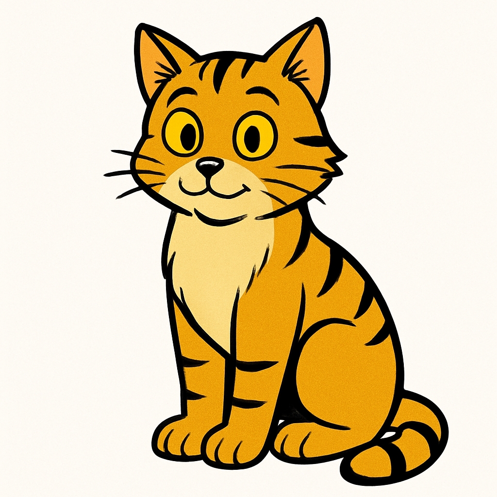 Playful Cartoon Tabby Cat Illustration for Cute Sticker