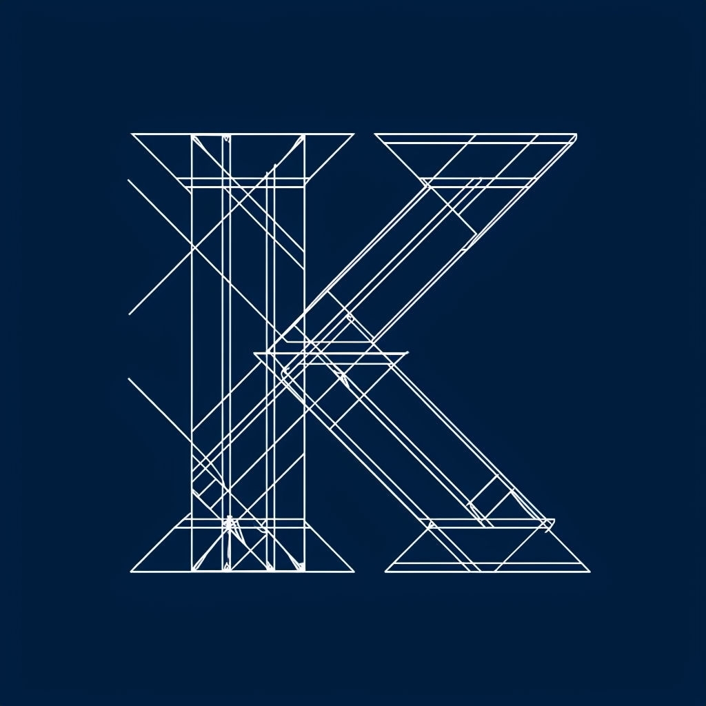 Bold Geometric Monogram Letter K Digital Illustration Sticker