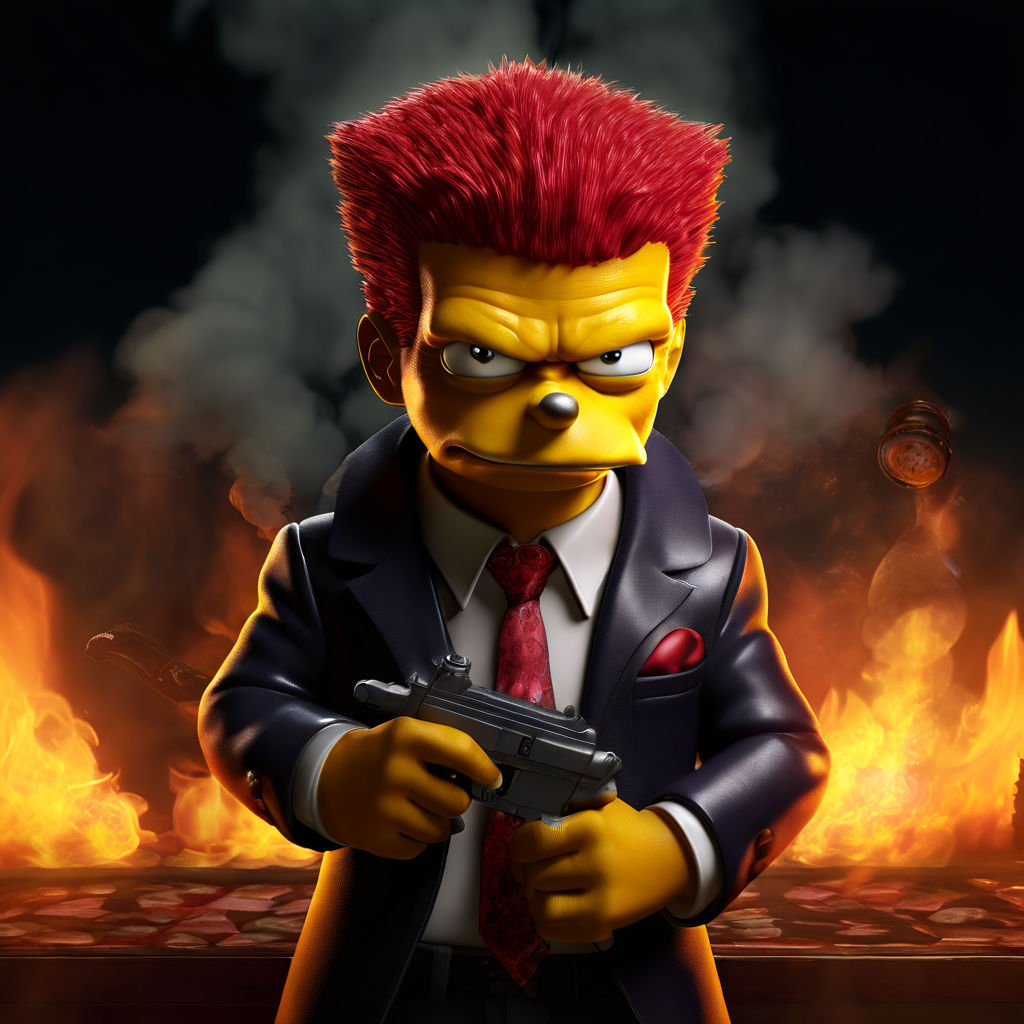 Bart Simpson en una mafia fumando un puro con Sonic by David Escutia ...