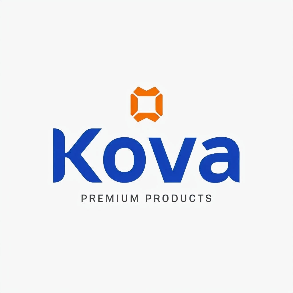 Minimalist Kova Brand Logo Design with Bold Colors and Tagline Logo
