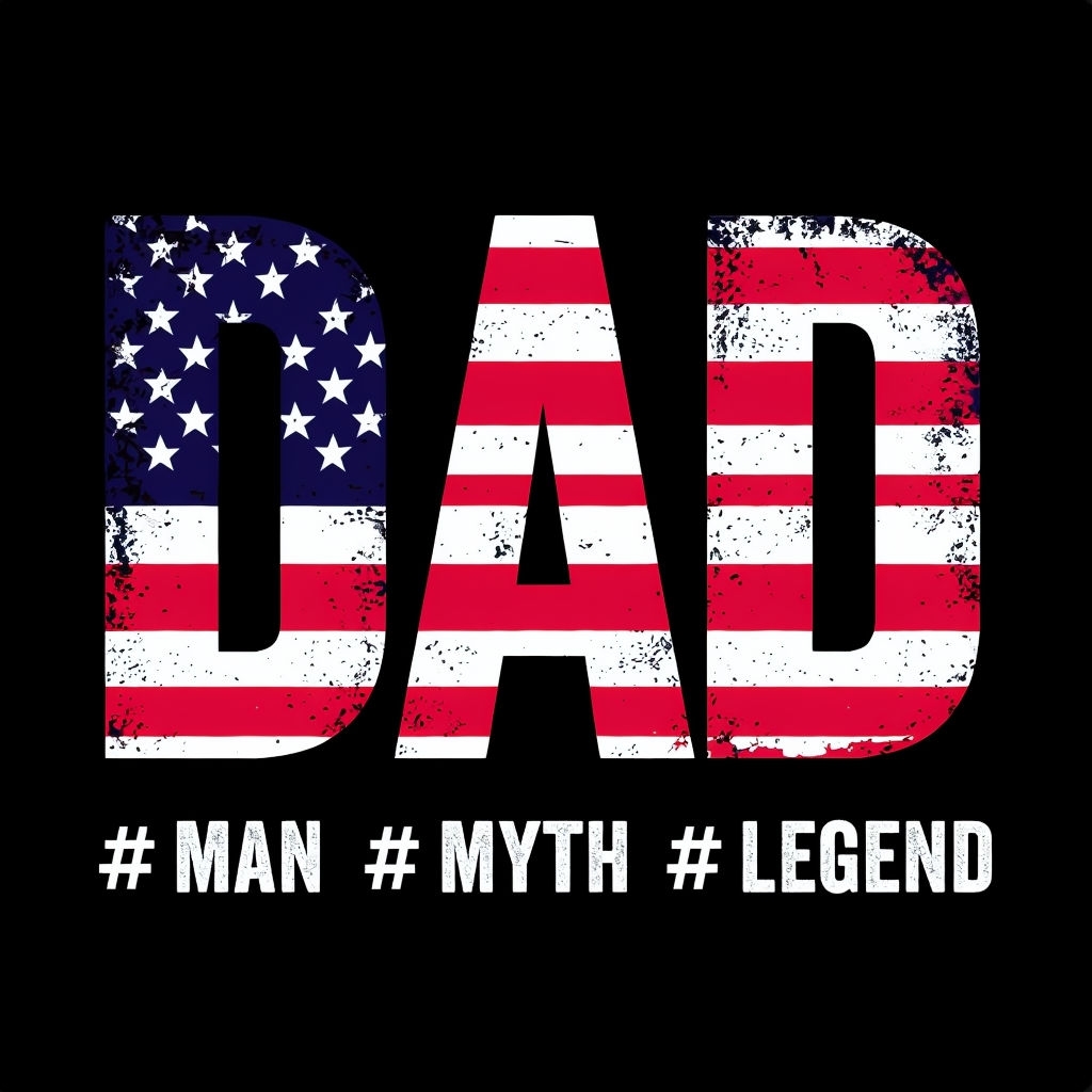 Distressed Patriotic DAD Graphic with Hashtags T-Shirt