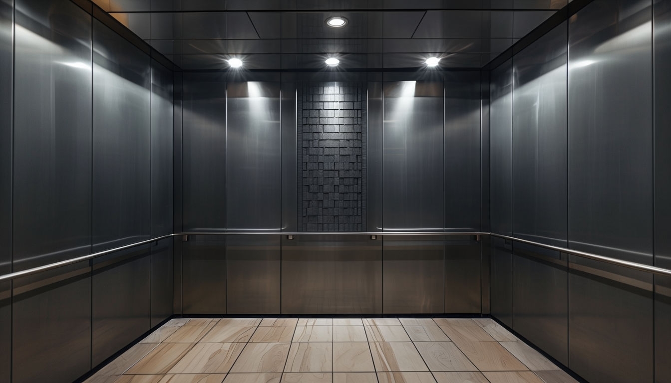 Modern Minimalist Elevator Interior Photograph for Virtual Backgrounds