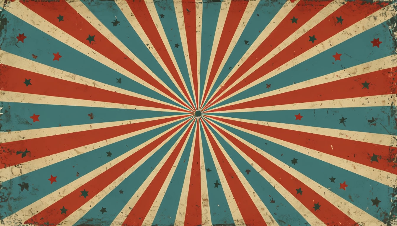 Vintage Radial Brick Red and Teal Starburst Poster Virtual Backgrounds