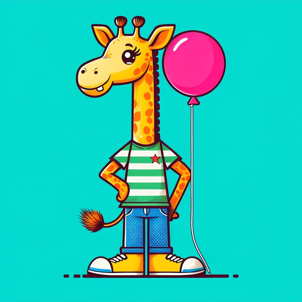 Playful Cartoon Giraffe Character Illustration Sticker