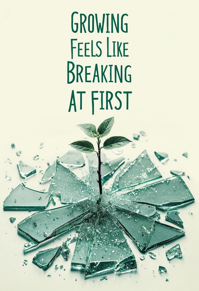 Resilience Through Growth Motivational Art with Shattered Glass Theme Poster