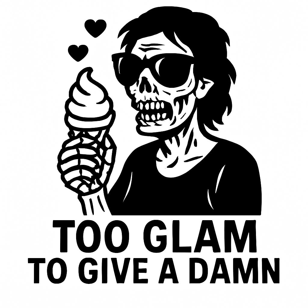 Too Glam to Give a Damn Skeleton Sticker Design