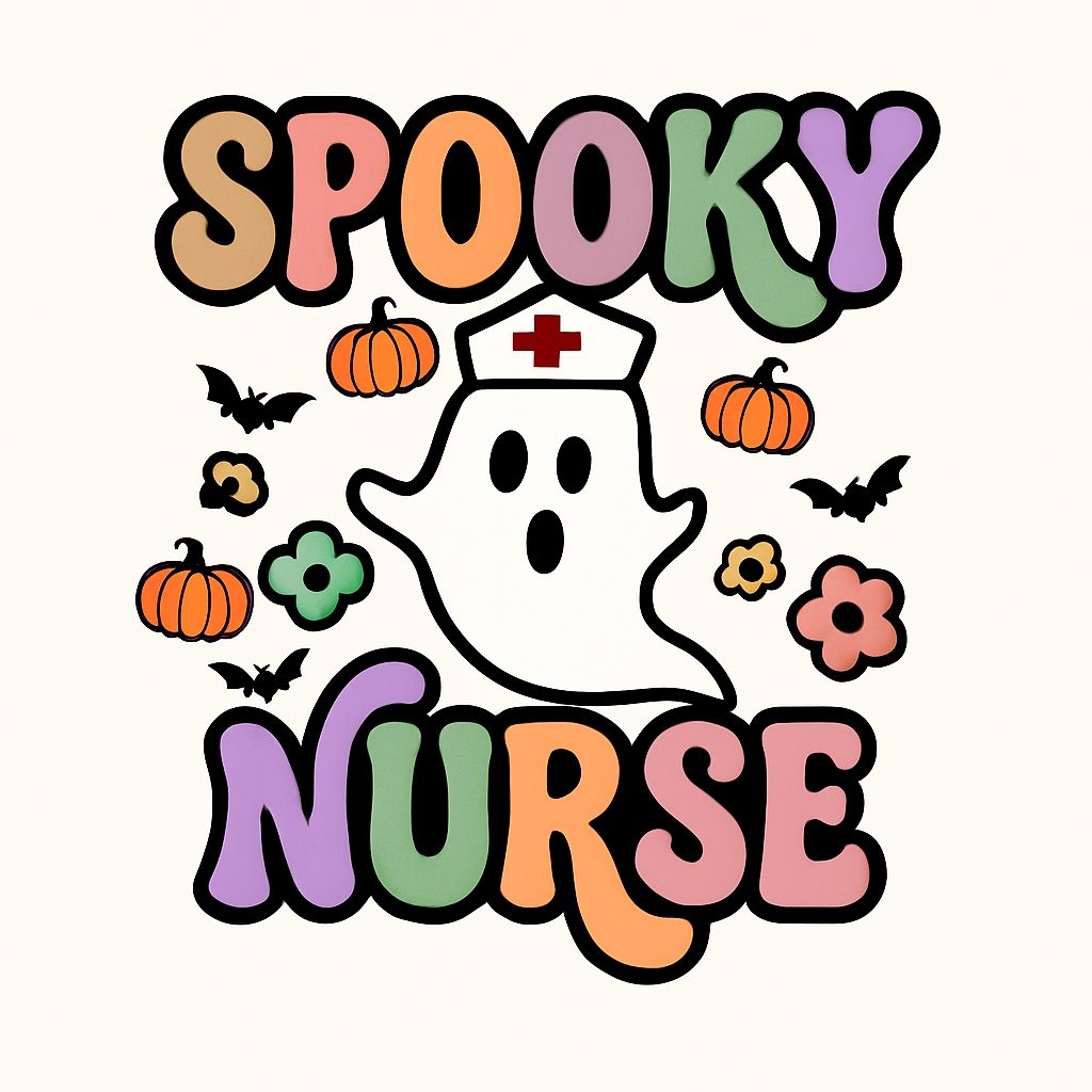 Playful Spooky Nurse Halloween Illustration Sticker
