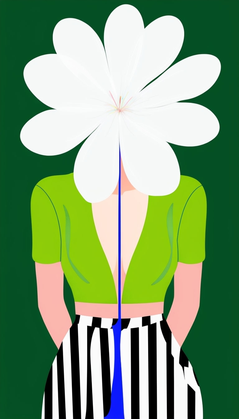 Stylized Figure with Abstract Floral Bloom Illustration Art