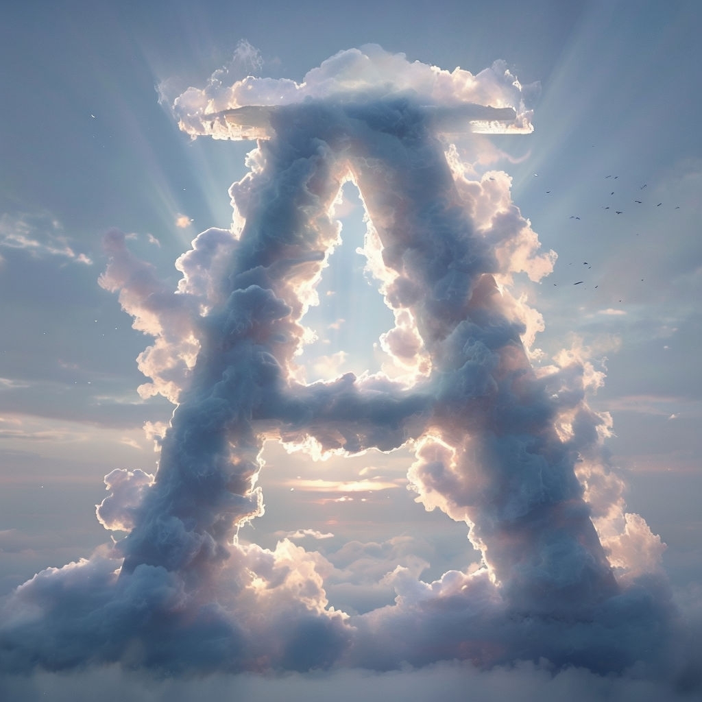 Surreal Pastel Cloud Monogram Design of Letter A