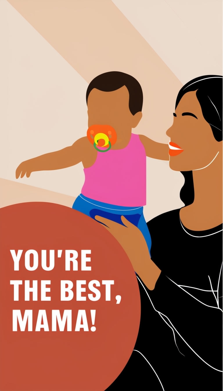 Heartwarming Mother and Child Cartoon Illustration Social Media Post