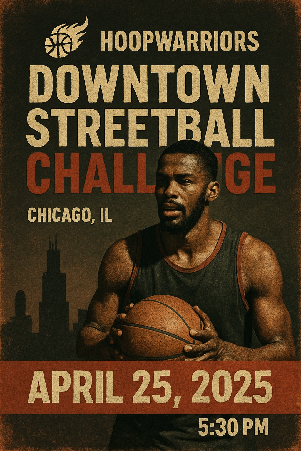 Vintage HoopWarriors Downtown Streetball Challenge Poster