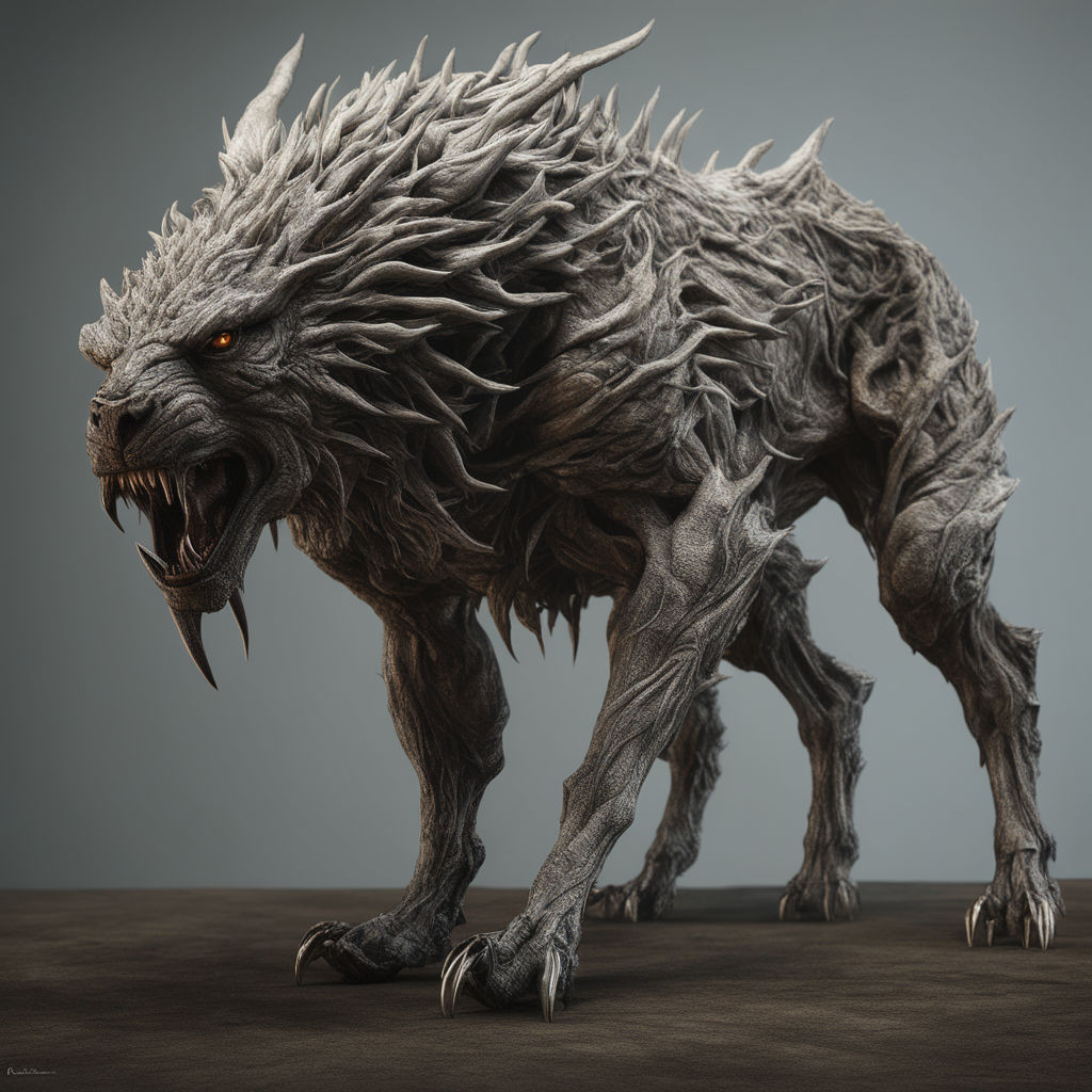 An agresive animal beast front view head by Fabián Lomio - Playground