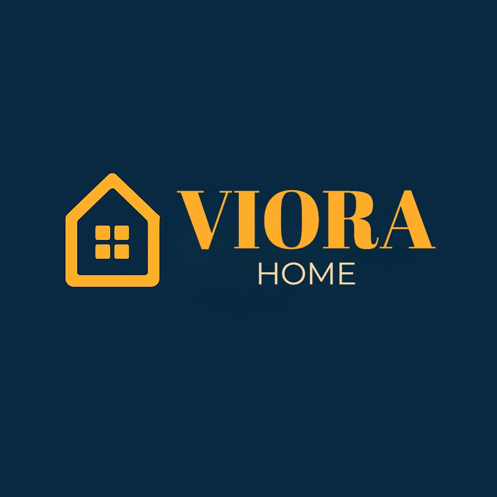 Modern Minimalist Viora Home Logo on Navy Blue Background