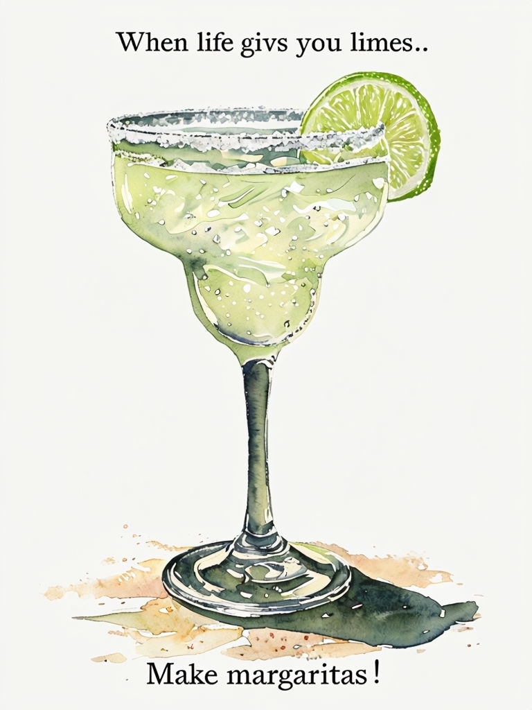 "When Life Gives You Limes, Make Margaritas Watercolor Poster"