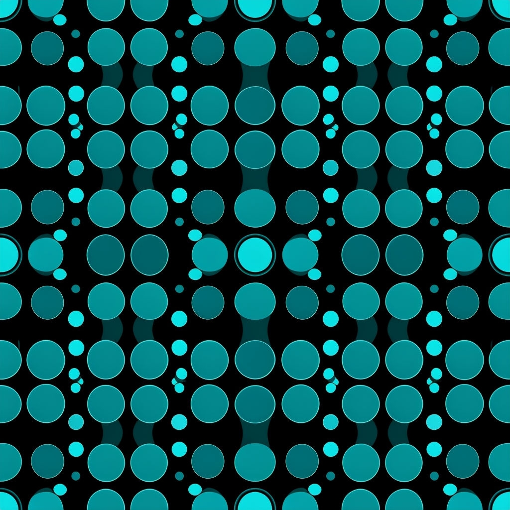 Modern Teal and Aqua Circular Pattern on Black Background Seamless Patterns