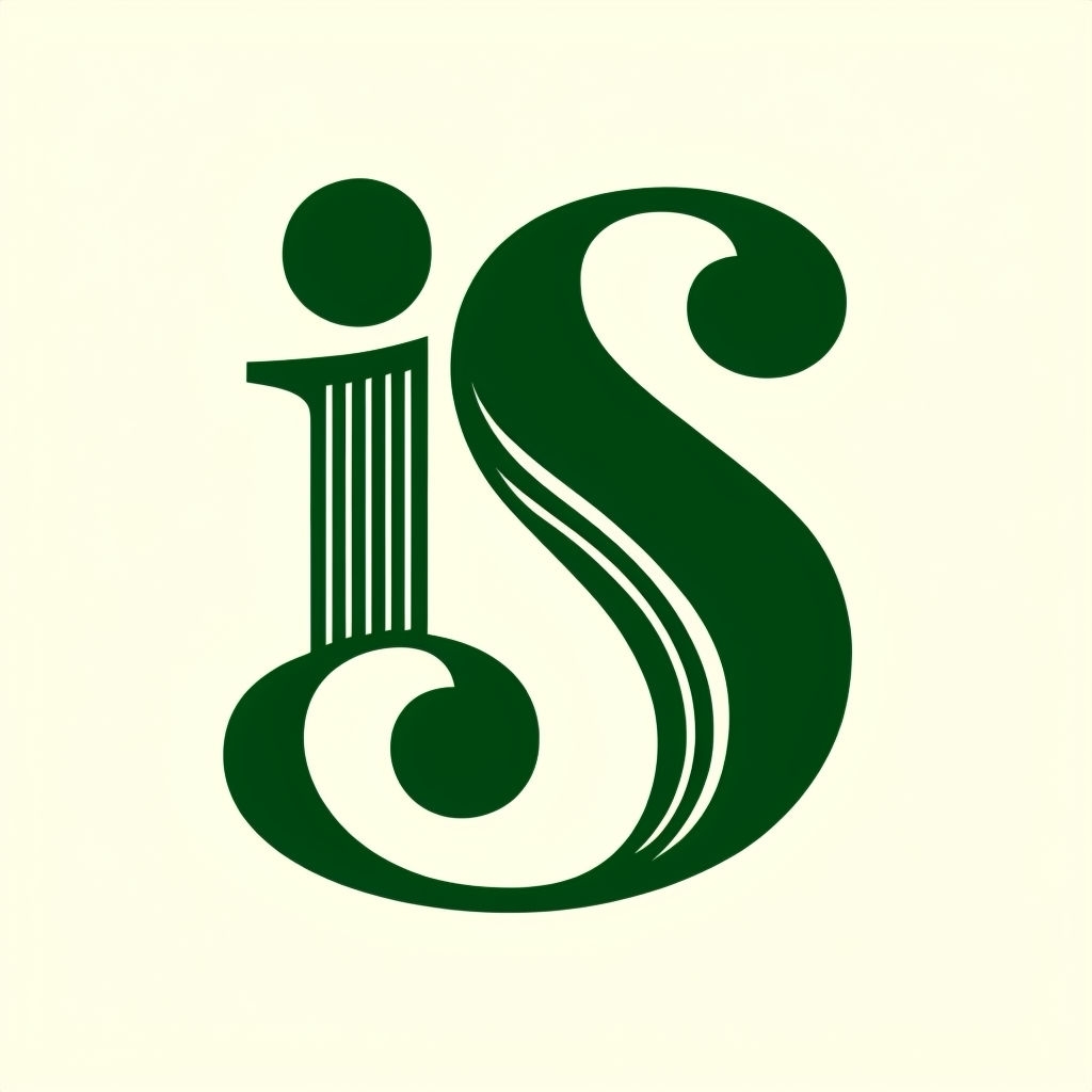 Stylized Forest Green Risqué Letter Monogram Design