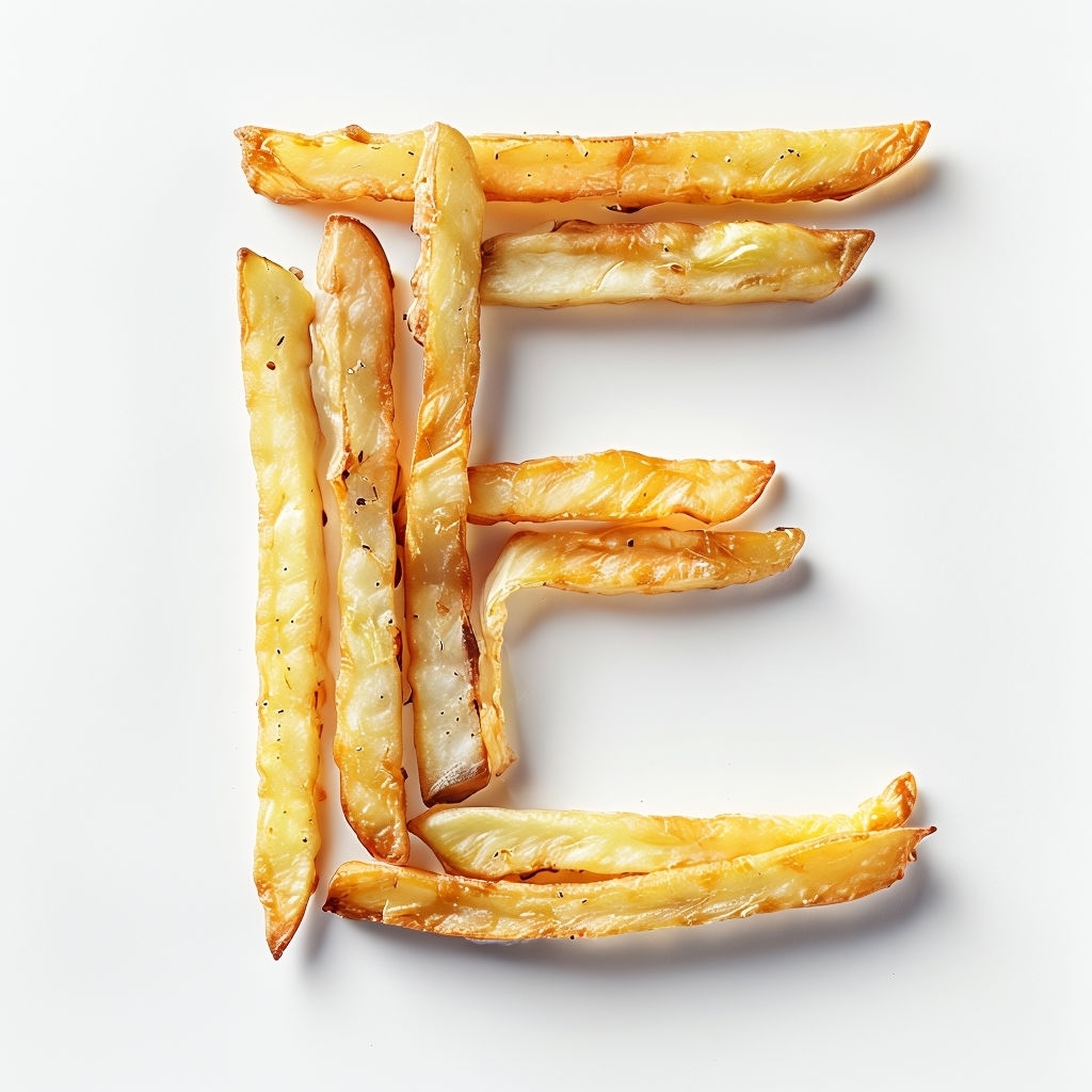 Vibrant Golden French Fries Monogram Letter F Photography Monogram