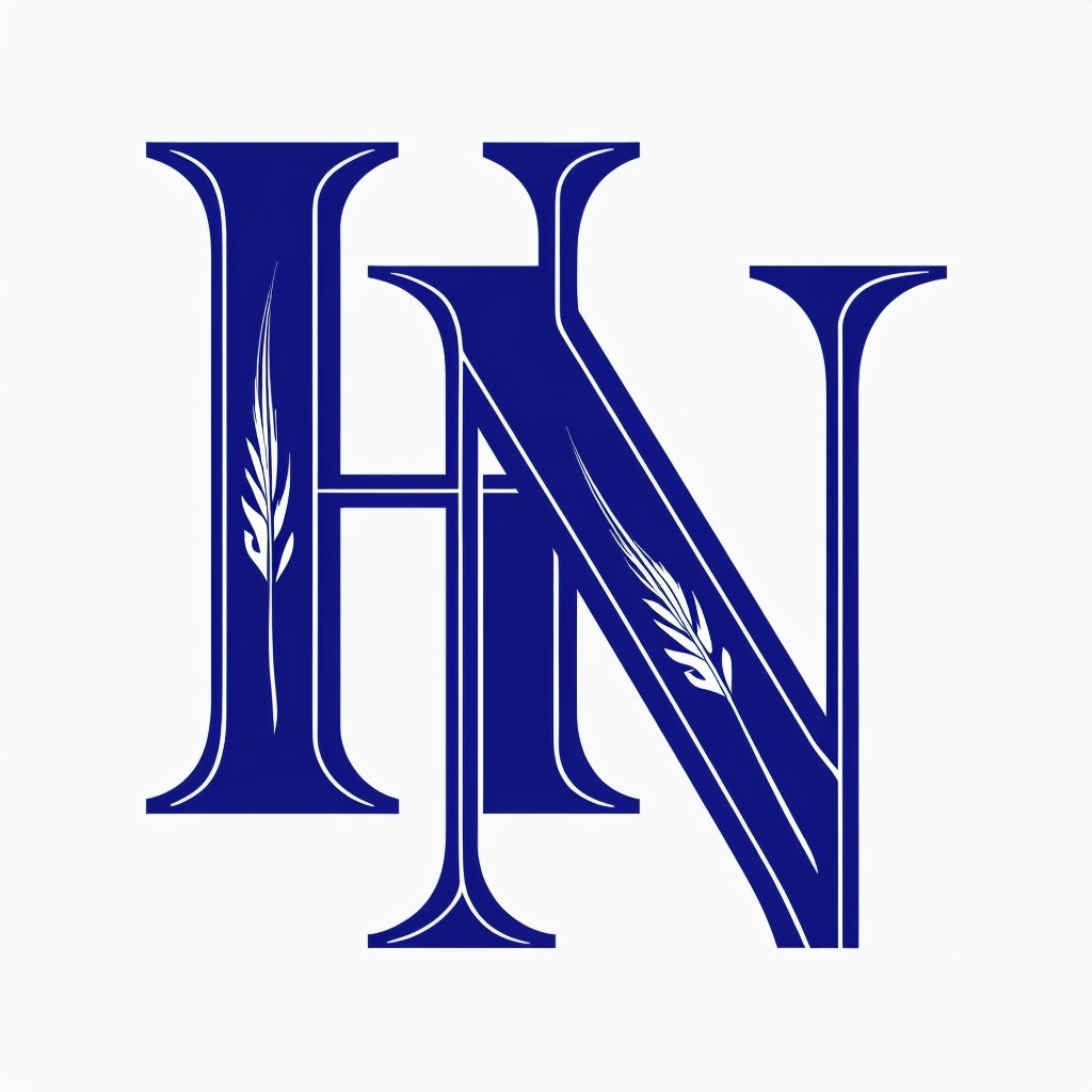 Elegant Blue HN Typography Monogram Design