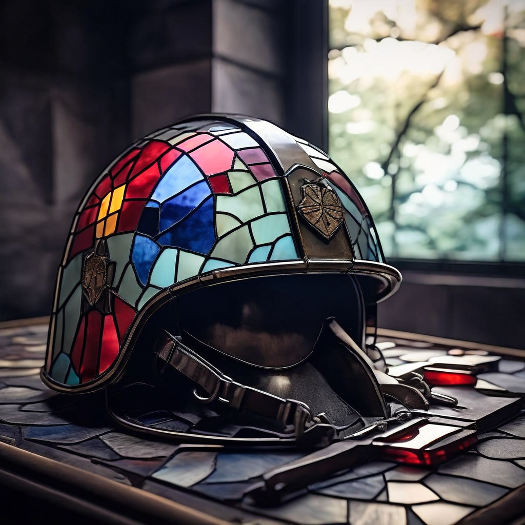 A Stained Glass Image Of A World War 2 Helmet By Joshua Ling Playground a-stained-glass-image-of-a-world-war-2-helmet-by-joshua-ling-playground
