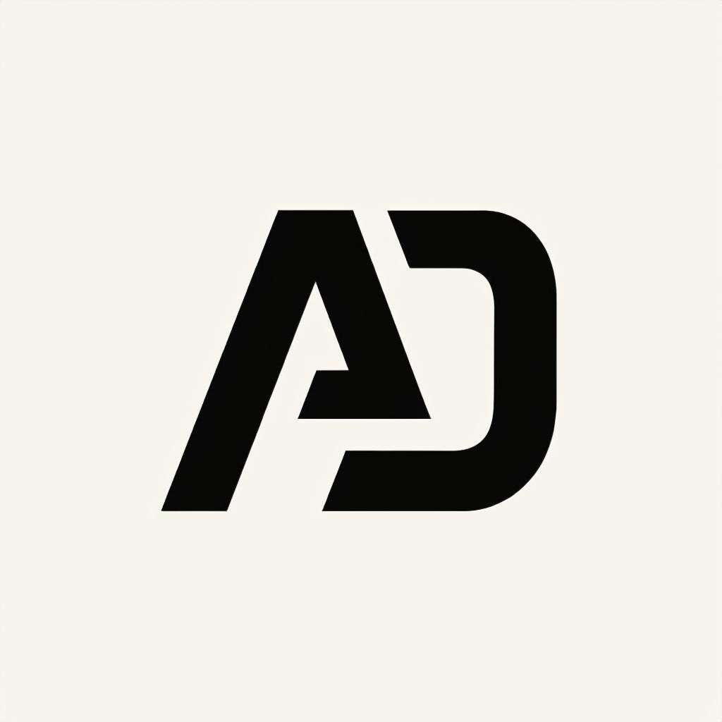 Minimalist Black A and D Logo Design on Off-White Background Monogram