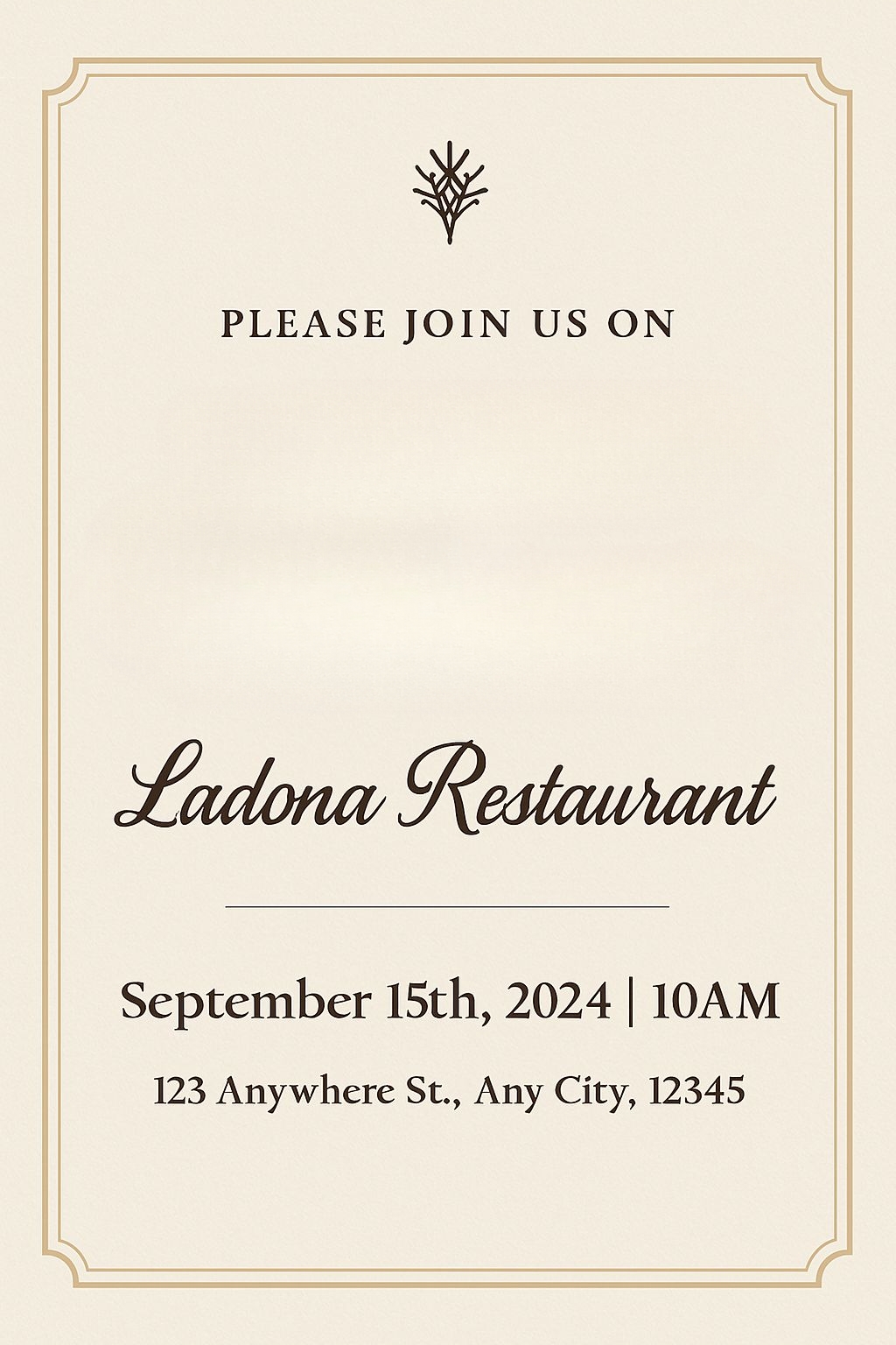Elegant Ivory Invitation Card for Ladona Restaurant Event Cards & Invites