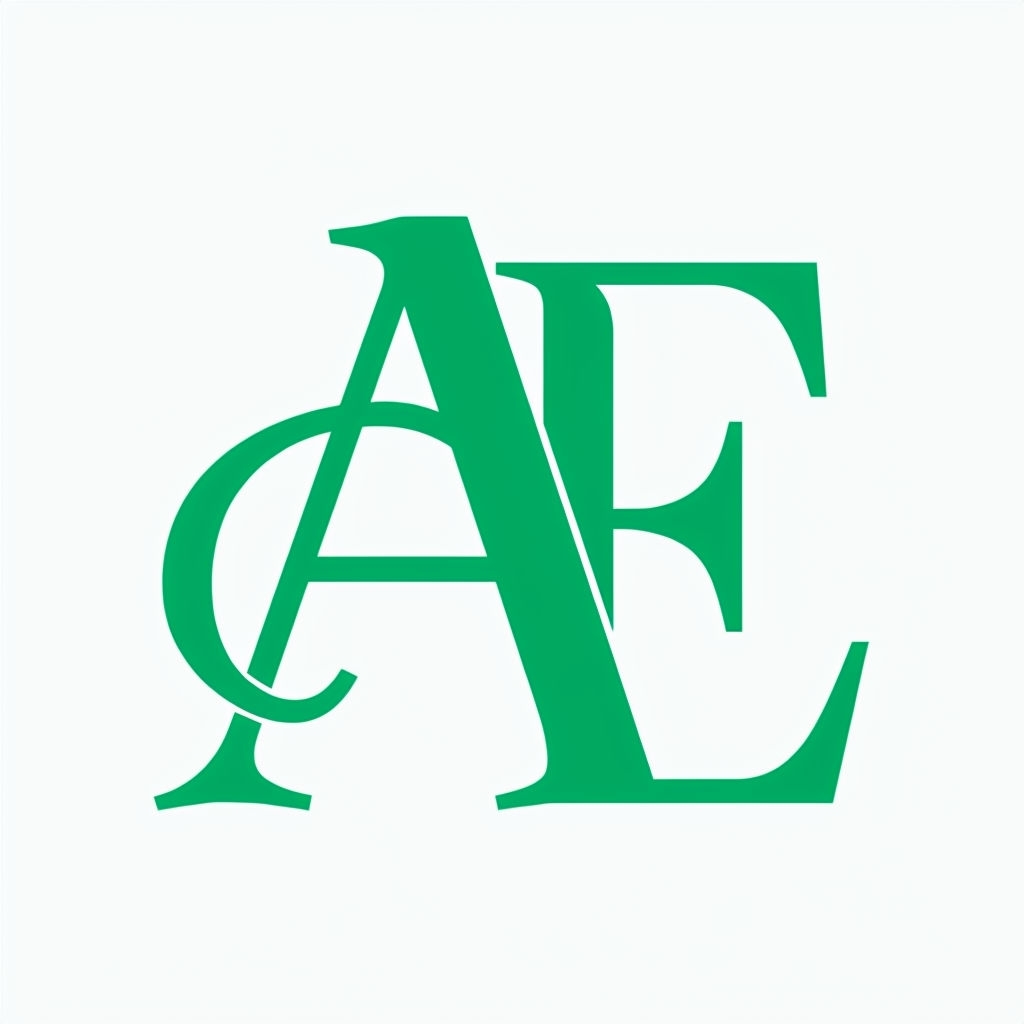 Elegant Emerald Green AE Monogram in Mrs Eaves Font Design Monogram