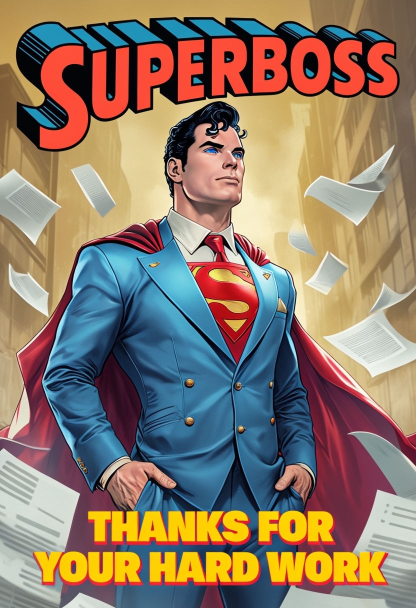 Superman as SuperbOSS in Dynamic Comic Style Poster