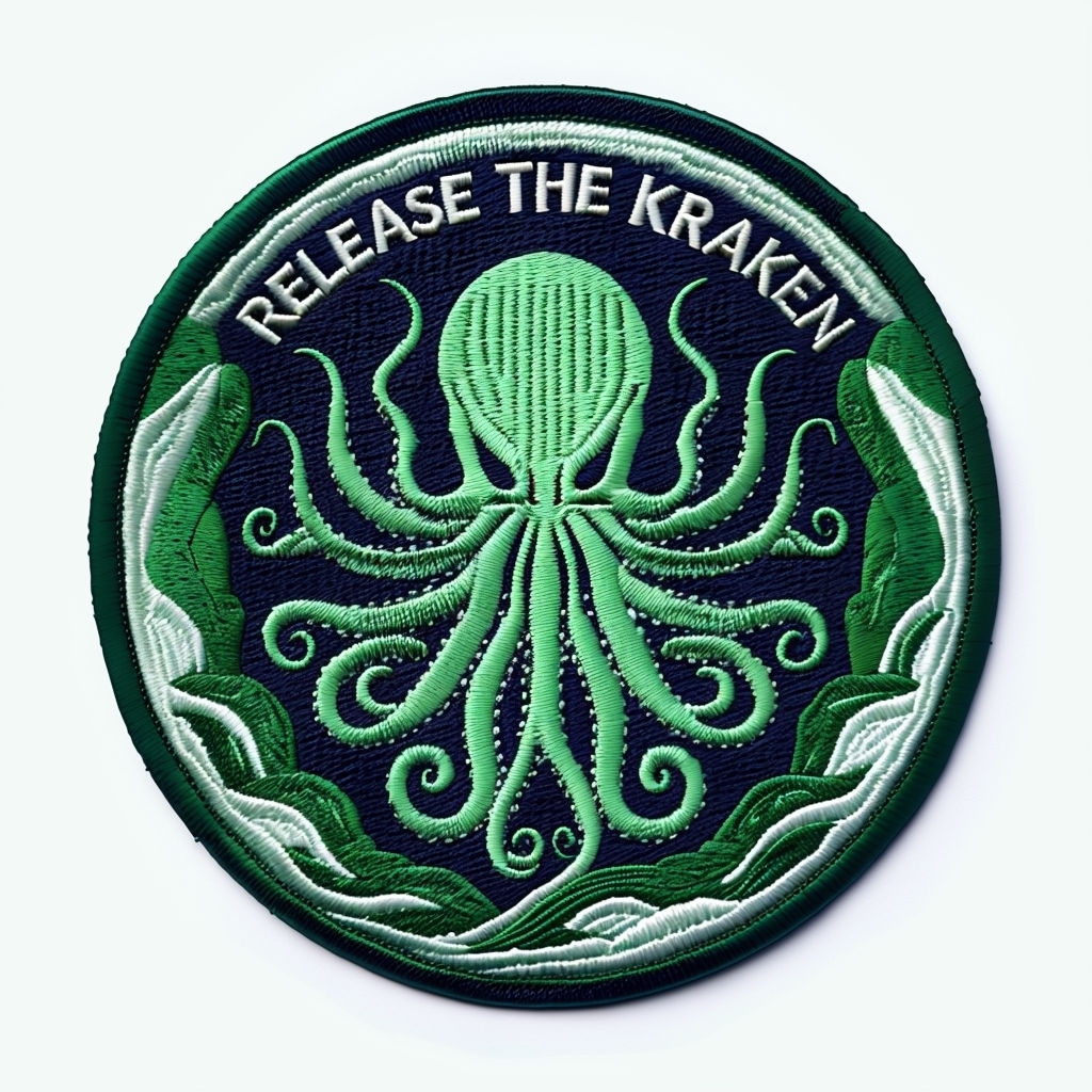 Kraken Themed Embroidered Patch for Hats Collection