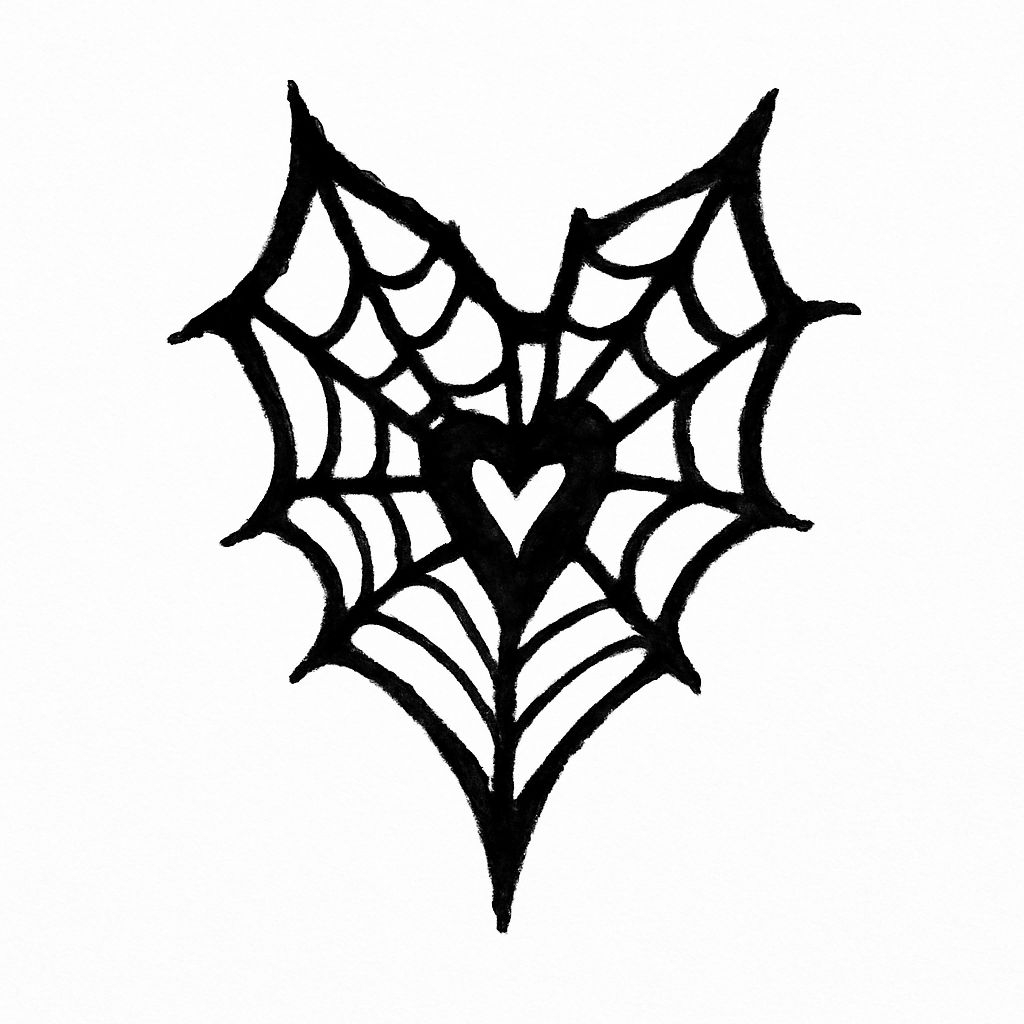 Gothic Heart-Shaped Spider Web Minimalist Sticker