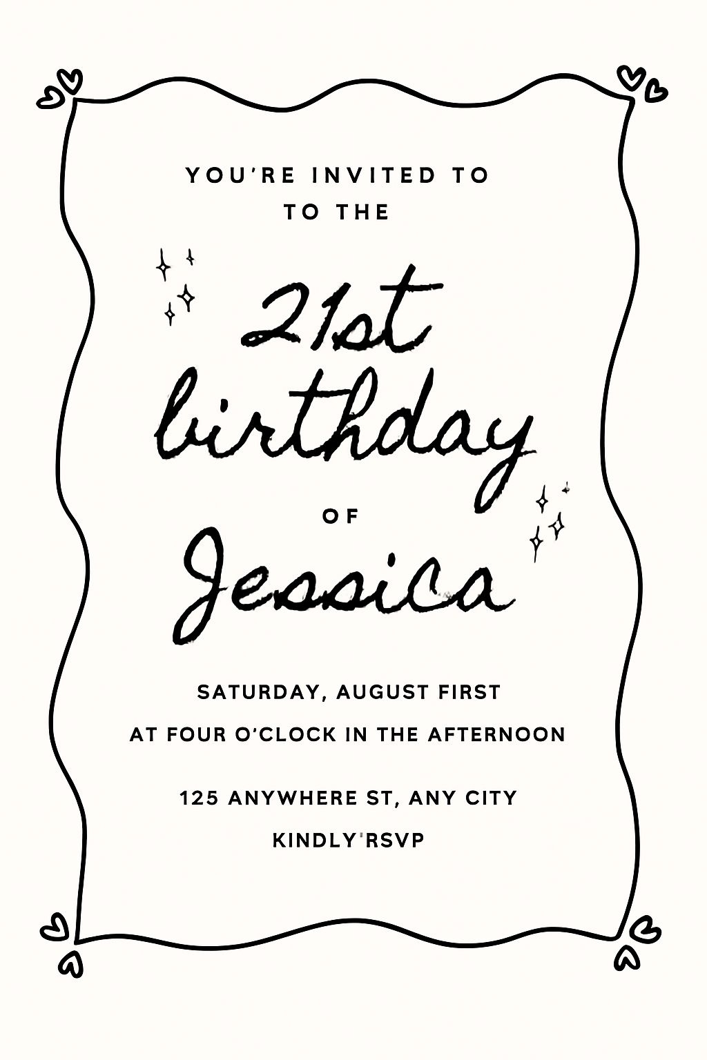 Elegant Minimalist Black and Beige 21st Birthday Invitation Card