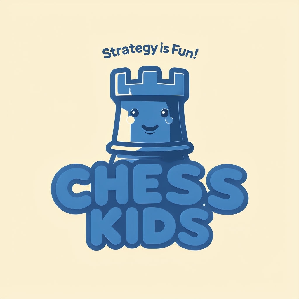 Friendly Chess Kids Logo with Playful Rook Design