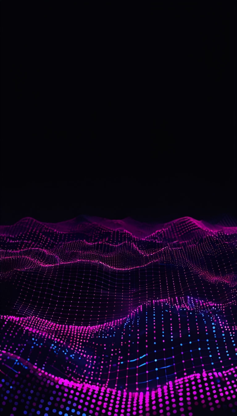 Futuristic Neon Wireframe Landscape Abstract Art Mobile Wallpaper