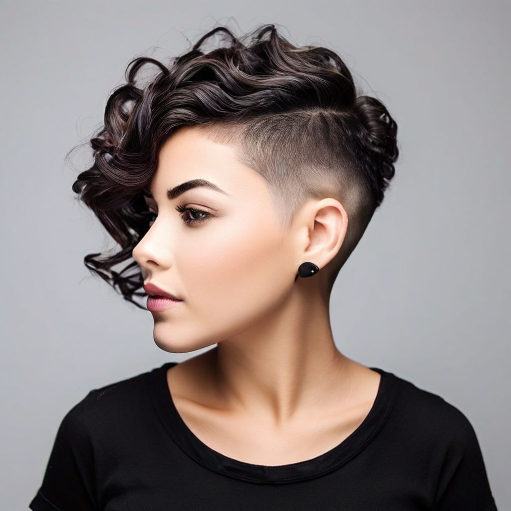 short curly hair and shaved sides