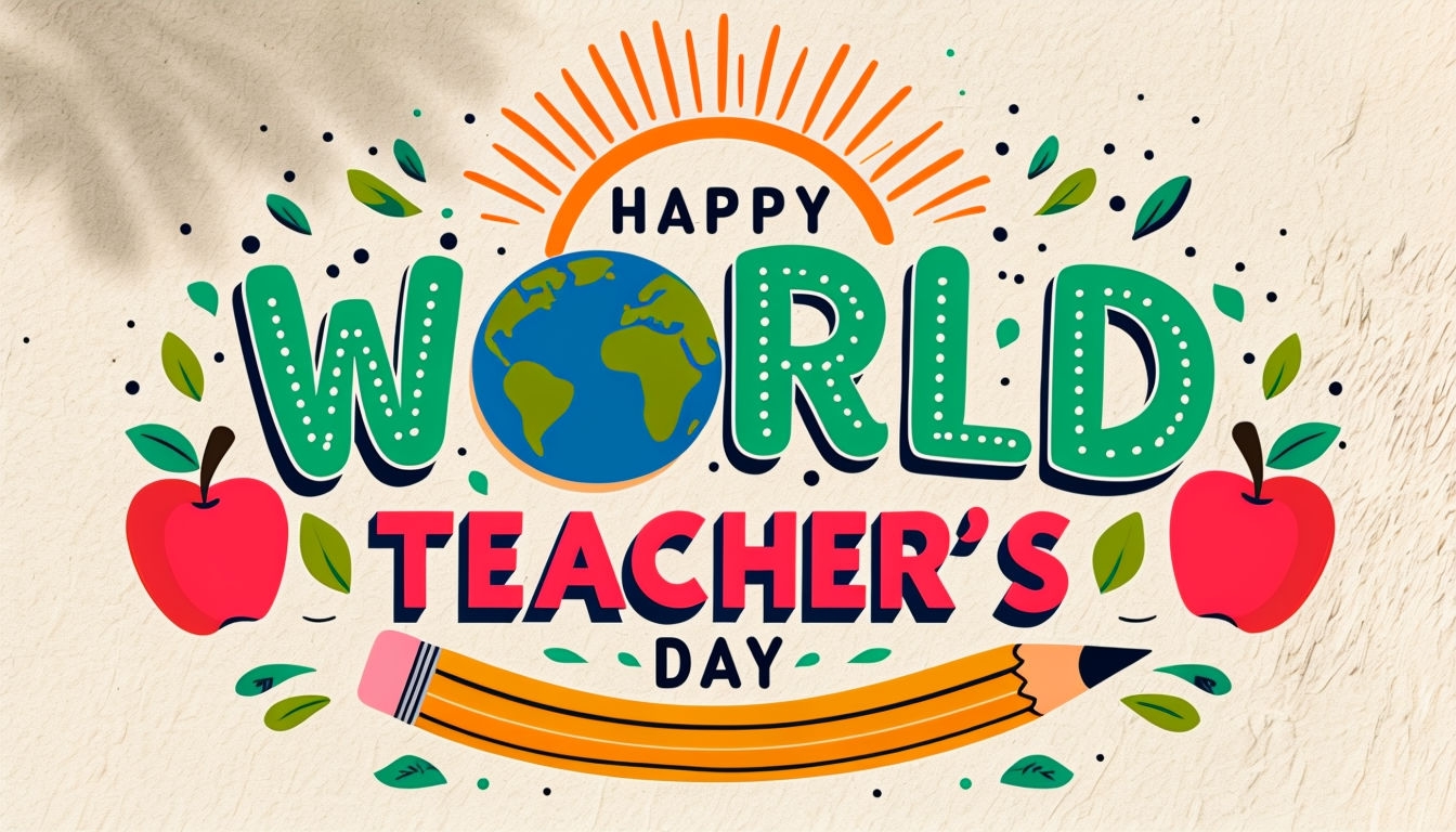 Joyful World Teacher's Day Graphic Design Illustration Poster