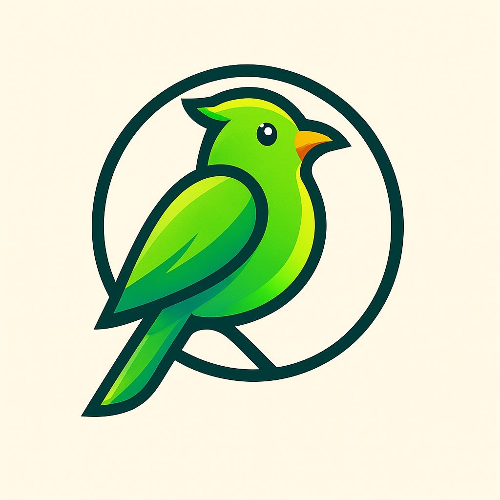 Stylized Green Bird Minimalist Illustration Sticker