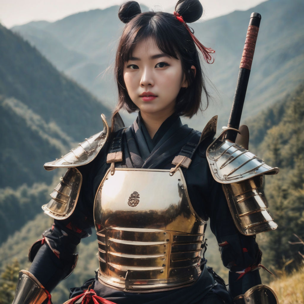 Women In Shiny Samurai Armour With A Bow In The Moutains By Axel Oldhafer Playground 7138