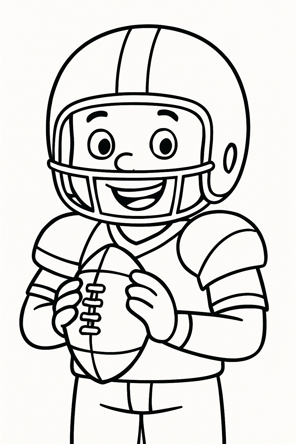 Cartoon Football Player Line Drawing for Coloring Book Pages