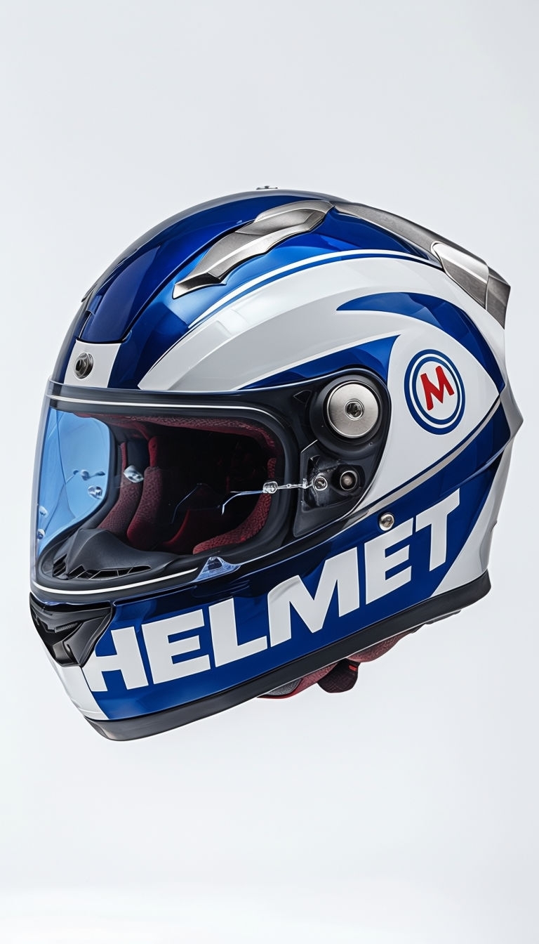 Sleek Royal Blue Motorcycle Helmet Design Photography Art