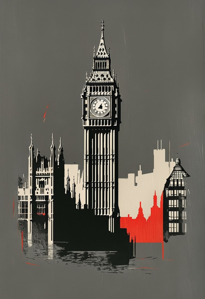 Big Ben Silhouette Graphic on Deep Grey T-Shirt