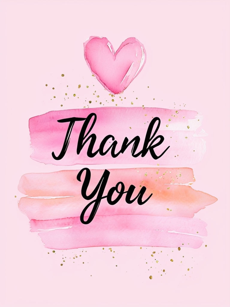 Elegant Thank You Message with Watercolor Heart Design Card