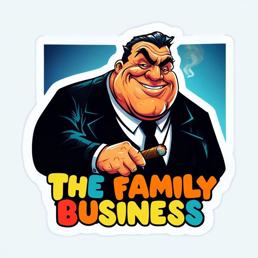 Colorful Cartoon Mobster 'The Family Business' Sticker