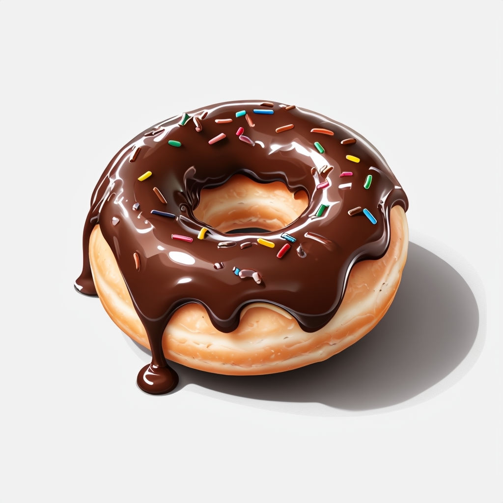 Delicious Chocolate-Glazed Donut Illustration on Gray Background Art