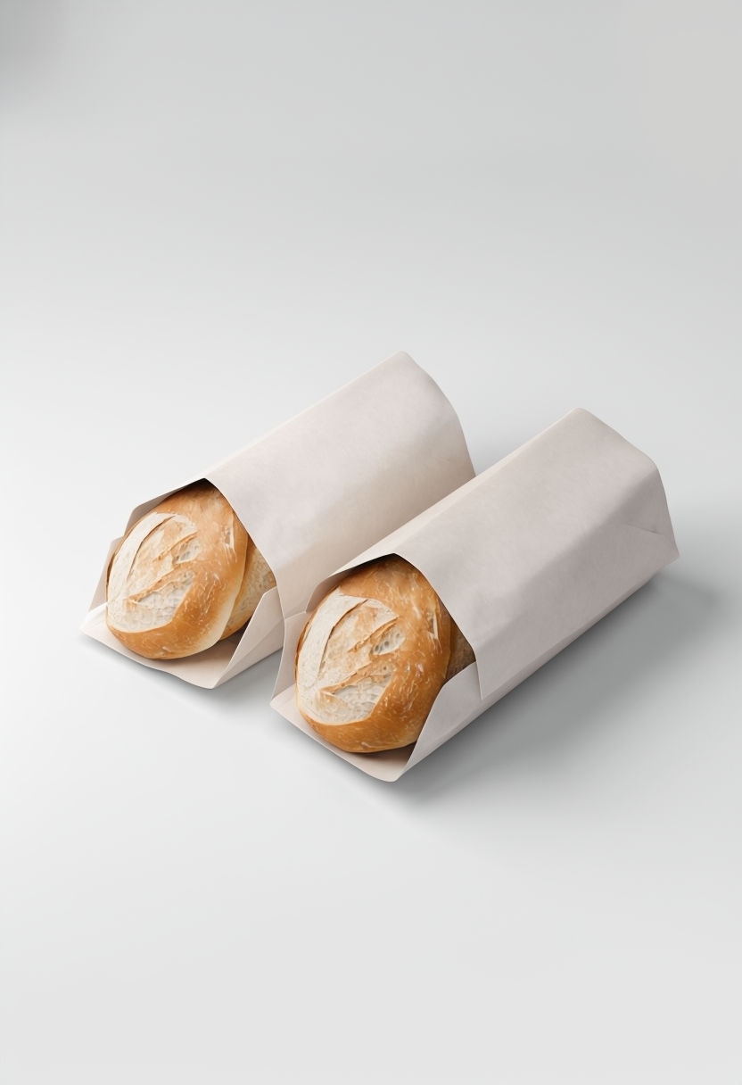 Modern White Paper Bags with Slices of Bread Art